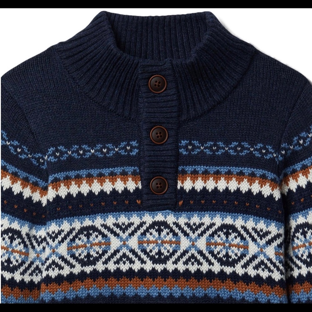 JANIE AND JACK FAIR ISLE MOCK NECK SWEATER